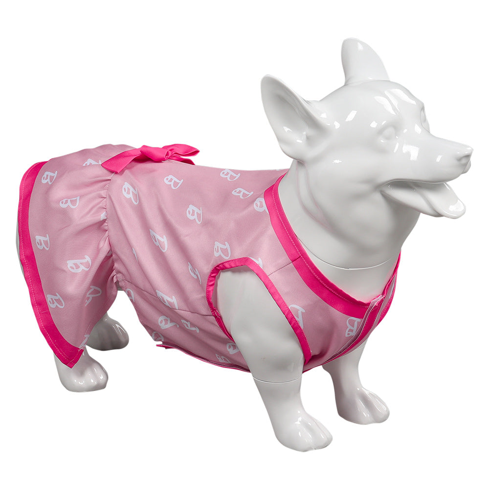 Barbie 2023 Pet Dog Pink Print Dress Cosplay Costume Outfits Halloween Carnival Suit