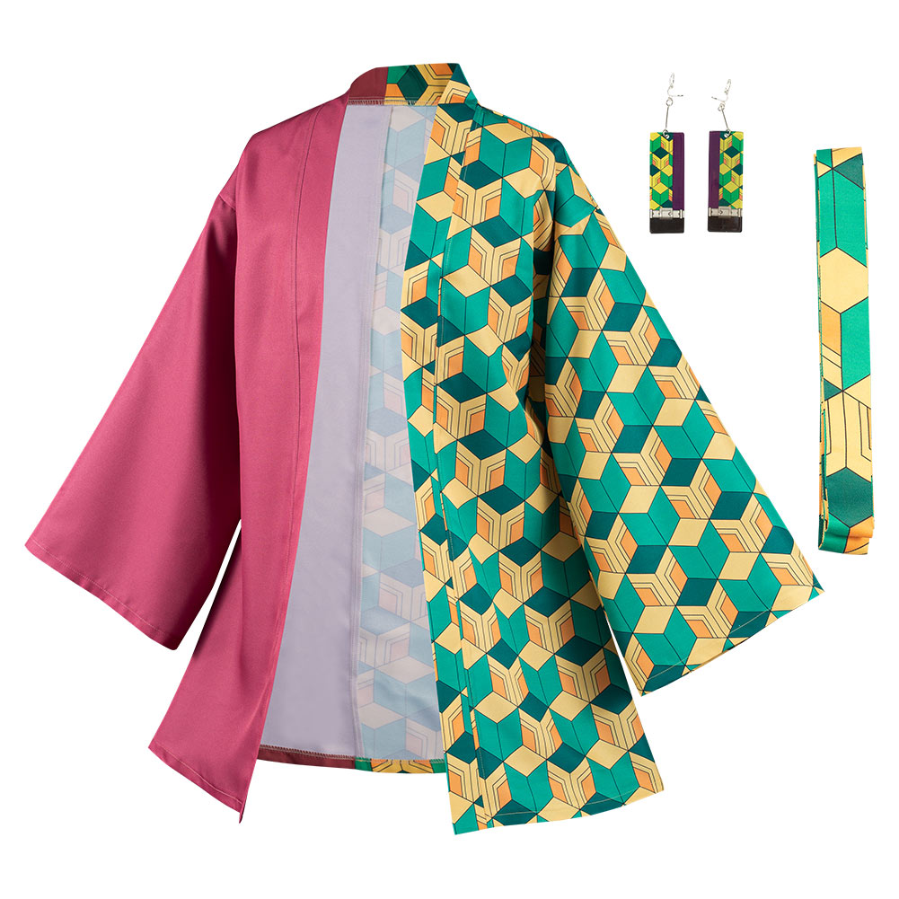 KNY Tomioka Giyuu Cosplay For Adult Male Costumes Halloween Carnival Suit With Earrings Belt