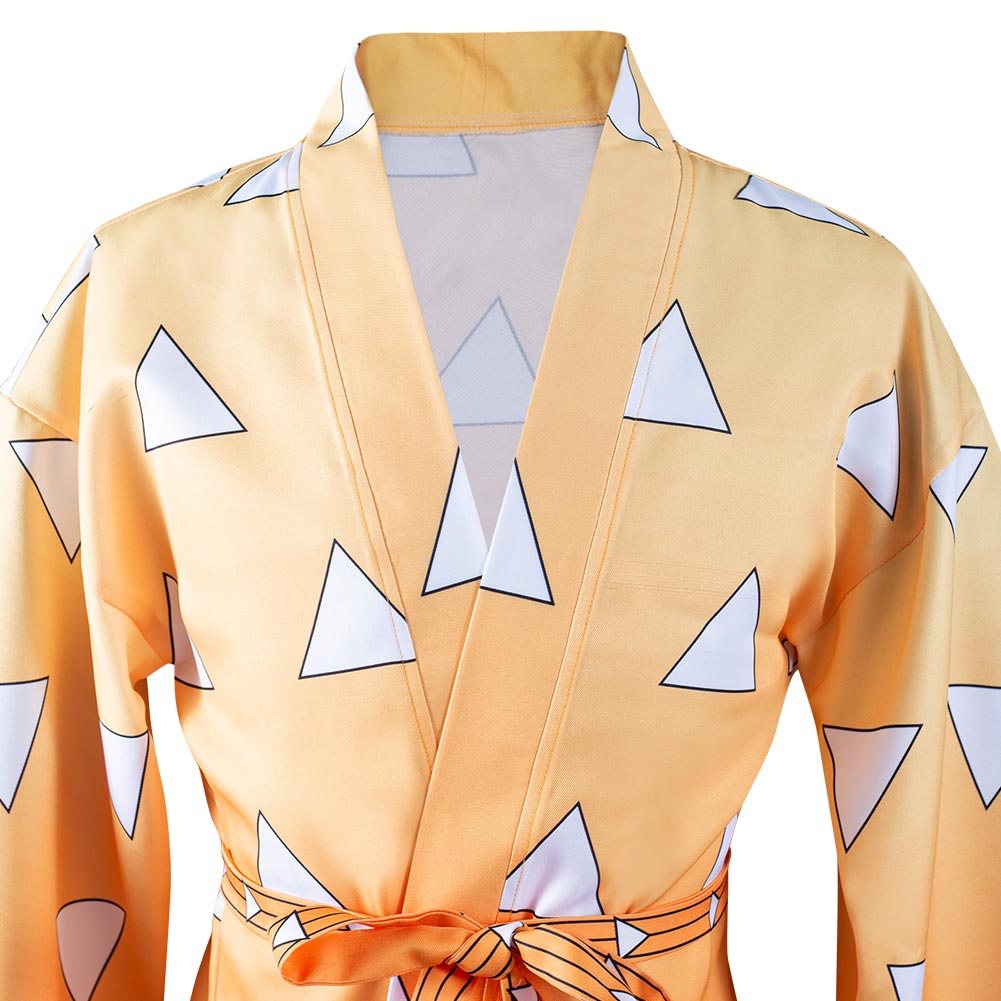 KNY Agatsuma Zenitsu Cosplay Costumes For Adult Male Halloween Carnival Suit With Earrings Belt
