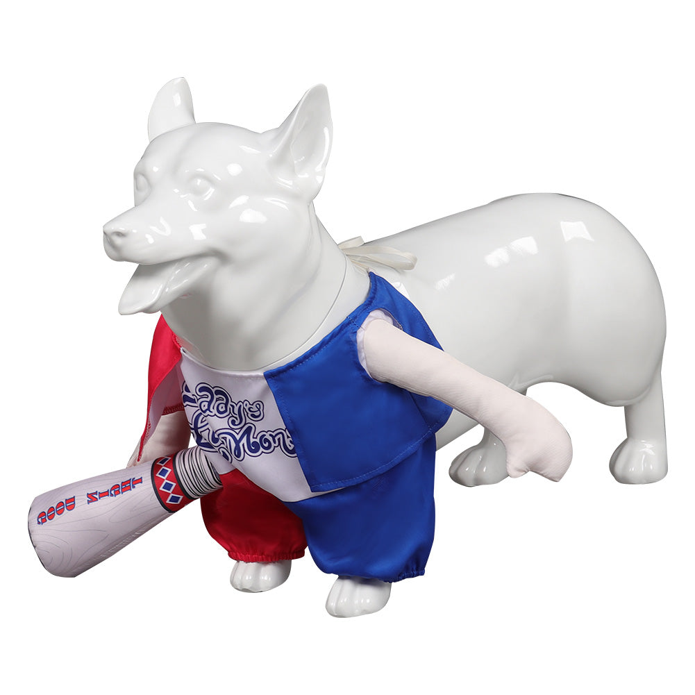 Joker Ugly Harley Quinn Dog Stand Up Pet Outfits Cosplay Costume Halloween Carnival Party Suit