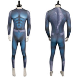 Aquaman Arthur Curry Adult Blue Printed Jumpsuit Cosplay Costume Outfits Halloween Carnival Suit