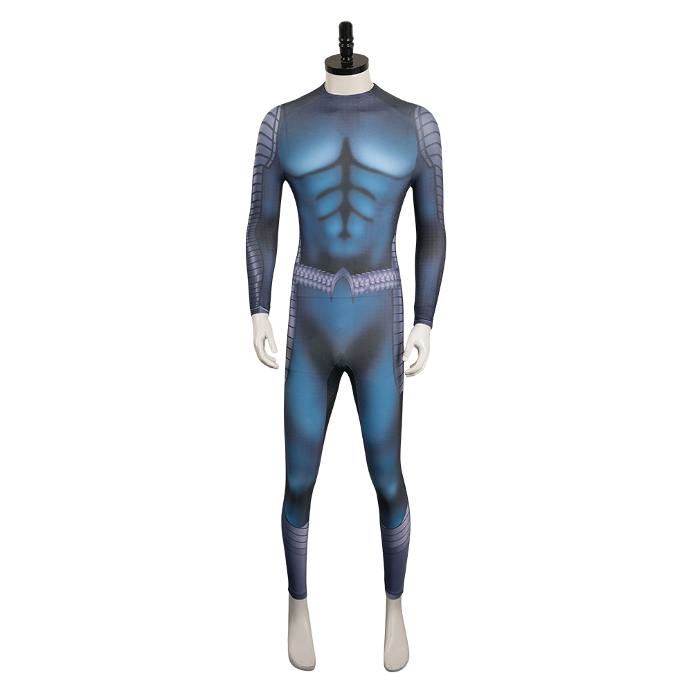 Aquaman Arthur Curry Adult Blue Printed Jumpsuit Cosplay Costume Outfits Halloween Carnival Suit