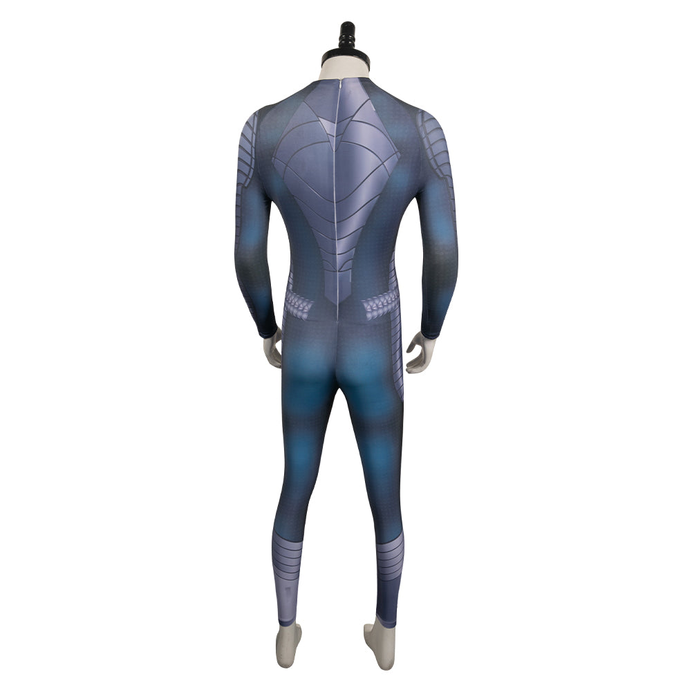 Aquaman Arthur Curry Adult Blue Printed Jumpsuit Cosplay Costume Outfits Halloween Carnival Suit