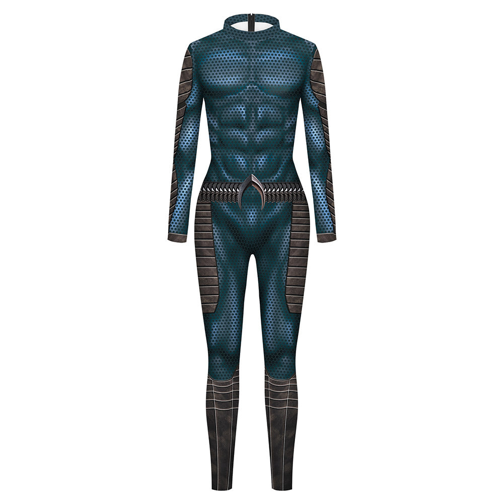 Aquaman Arthur Curry Navy Blue Jumpsuit Bodysuit Cosplay Costume