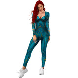 Aquaman Queen of Atlantis Mera Movie Character Cosplay Blue Jumpsuit Cosplay Costume