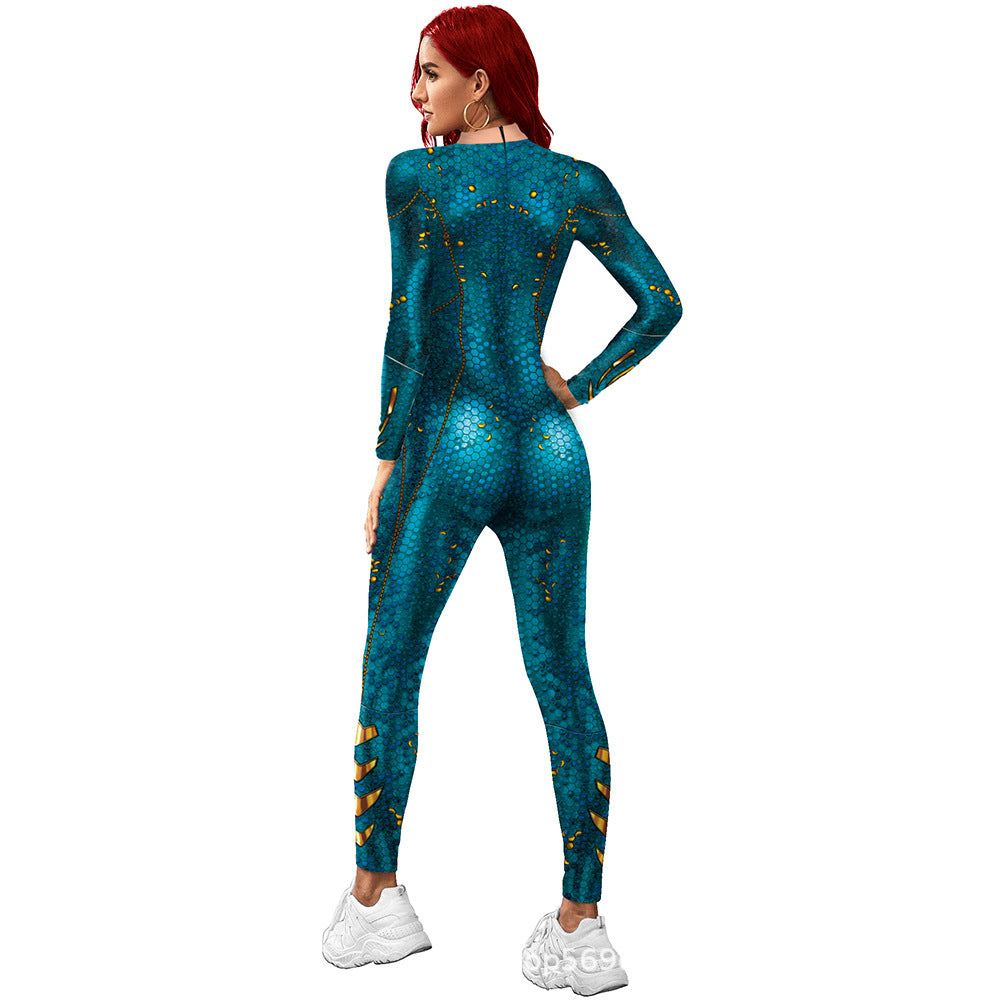 Aquaman Queen of Atlantis Mera Movie Character Cosplay Blue Jumpsuit Cosplay Costume