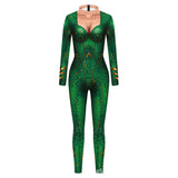 Aquaman Queen of Atlantis Mera Movie Character Cosplay Green Jumpsuit Cosplay Costume