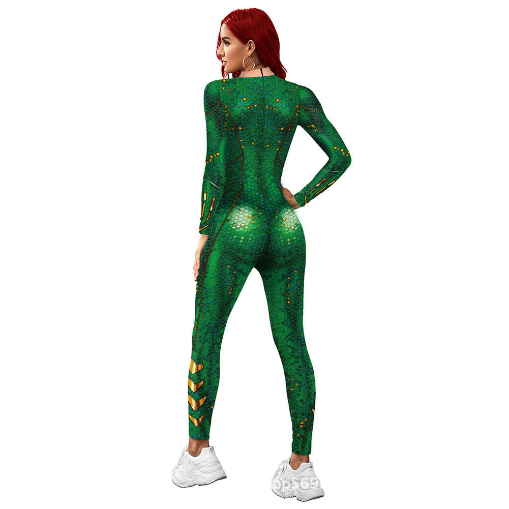 Aquaman Queen of Atlantis Mera Movie Character Cosplay Green Jumpsuit Cosplay Costume