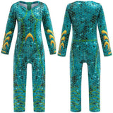 Aquaman Queen of Atlantis Mera Movie Character Kids Children Green Jumpsuit Cosplay Costume
