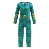 Aquaman Queen of Atlantis Mera Movie Character Kids Children Green Jumpsuit Cosplay Costume