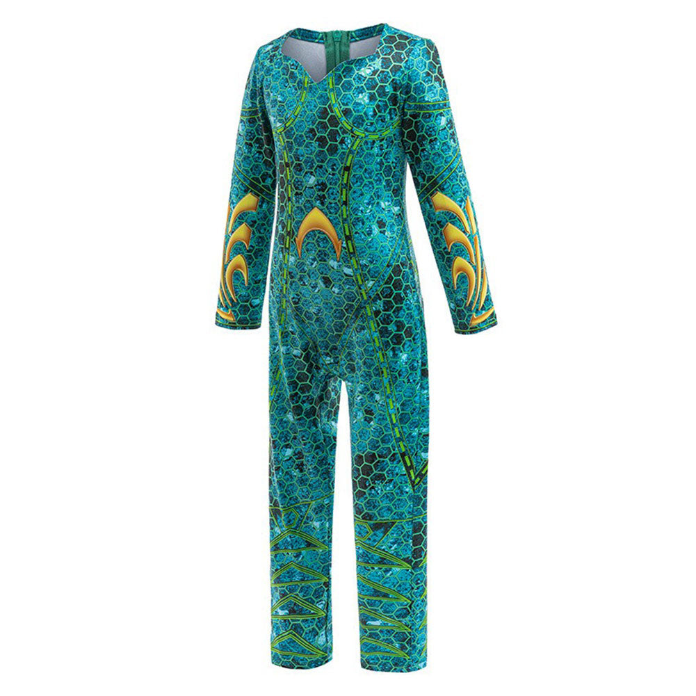 Aquaman Queen of Atlantis Mera Movie Character Kids Children Green Jumpsuit Cosplay Costume