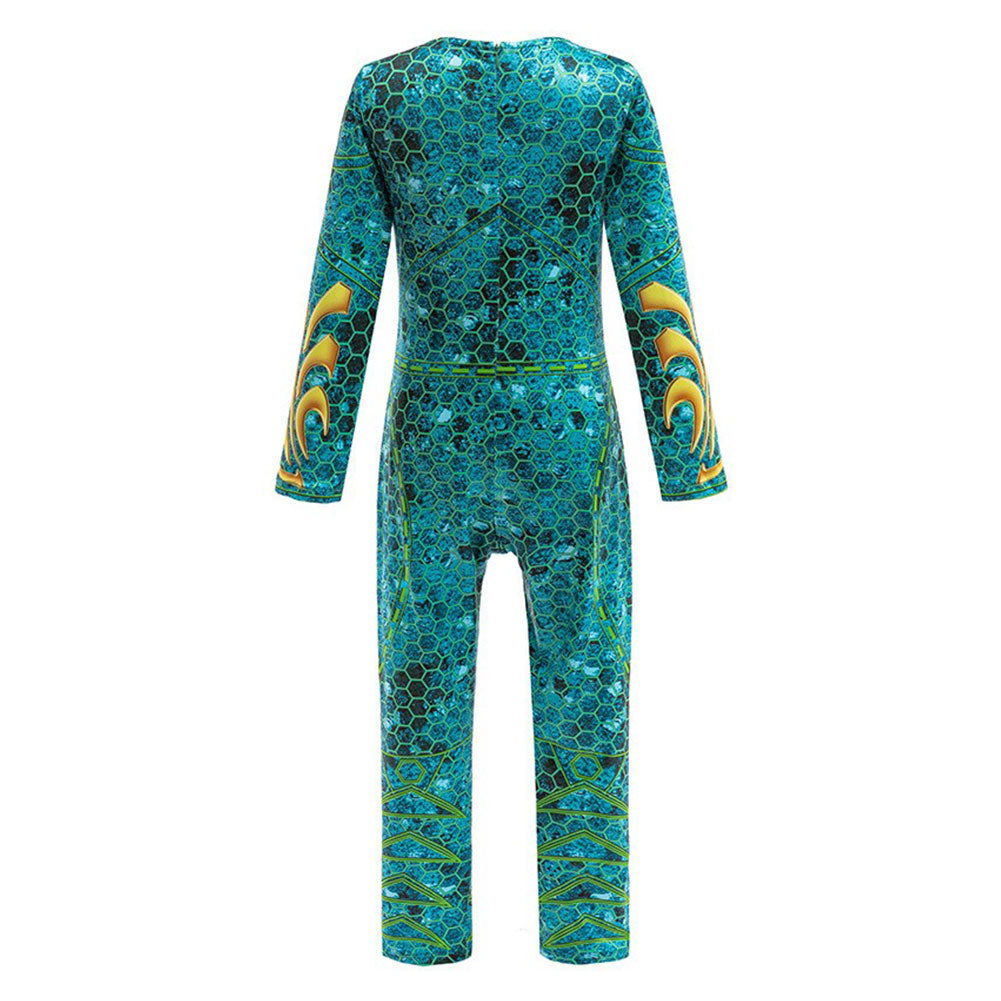 Aquaman Queen of Atlantis Mera Movie Character Kids Children Green Jumpsuit Cosplay Costume