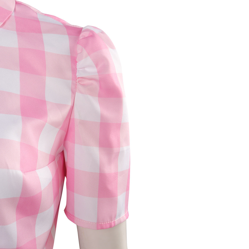 Barbie 2023 Cosplay Costume Lattice Pink Vest Halloween Carnival Suit