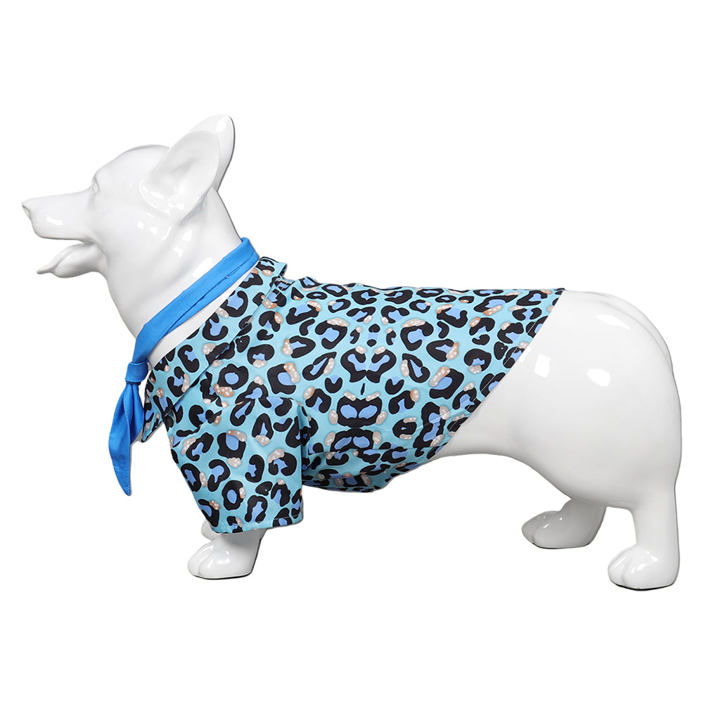 Barbie 2023 Ken Pet Dog Blue Leopard Printed Shirt Cosplay Costume Halloween Carnival Suit