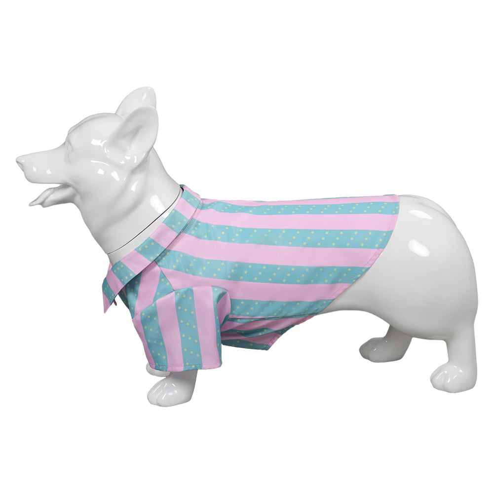 Barbie 2023 Ken Pet Dog Pink And Green Stripes Shirt Cosplay Costume Halloween Carnival Suit