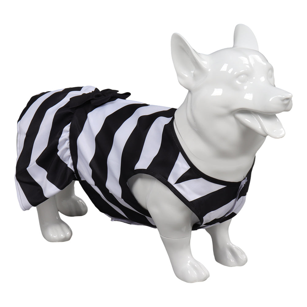 Barbie 2023 Pet Dog Classic Black And White Stripes Dress Cosplay Costume Halloween Carnival Suit