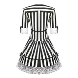 Beetlejuice Cosplay Costume Women Black And White Striped Dress Halloween Carnival