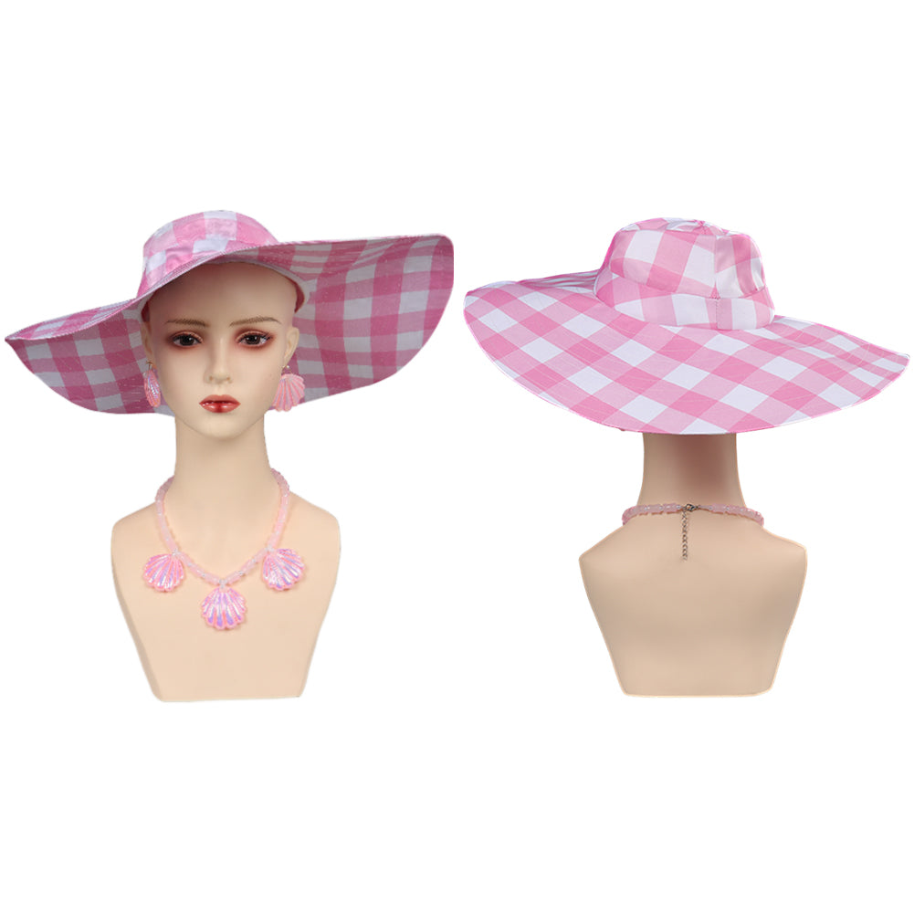 Barbie Margot Robbie Kids Children Cosplay Hat Cap Earings Necklace Suit Halloween Costume Accessories