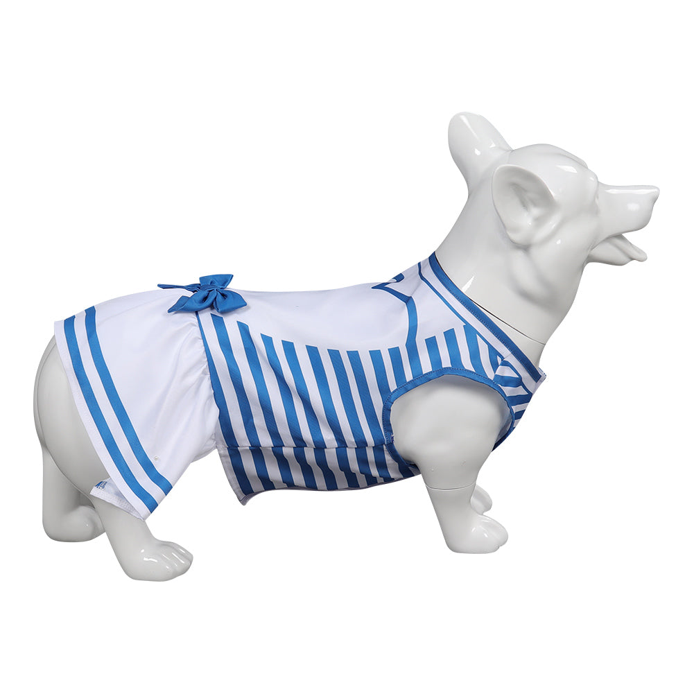 Barbie Pet Dog Blue Stripes Dress Outfits Cosplay Costume Halloween Carnival Suit