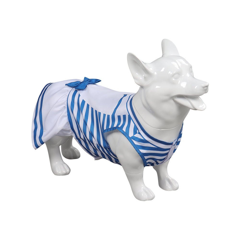 Barbie Pet Dog Blue Stripes Dress Outfits Cosplay Costume Halloween Carnival Suit