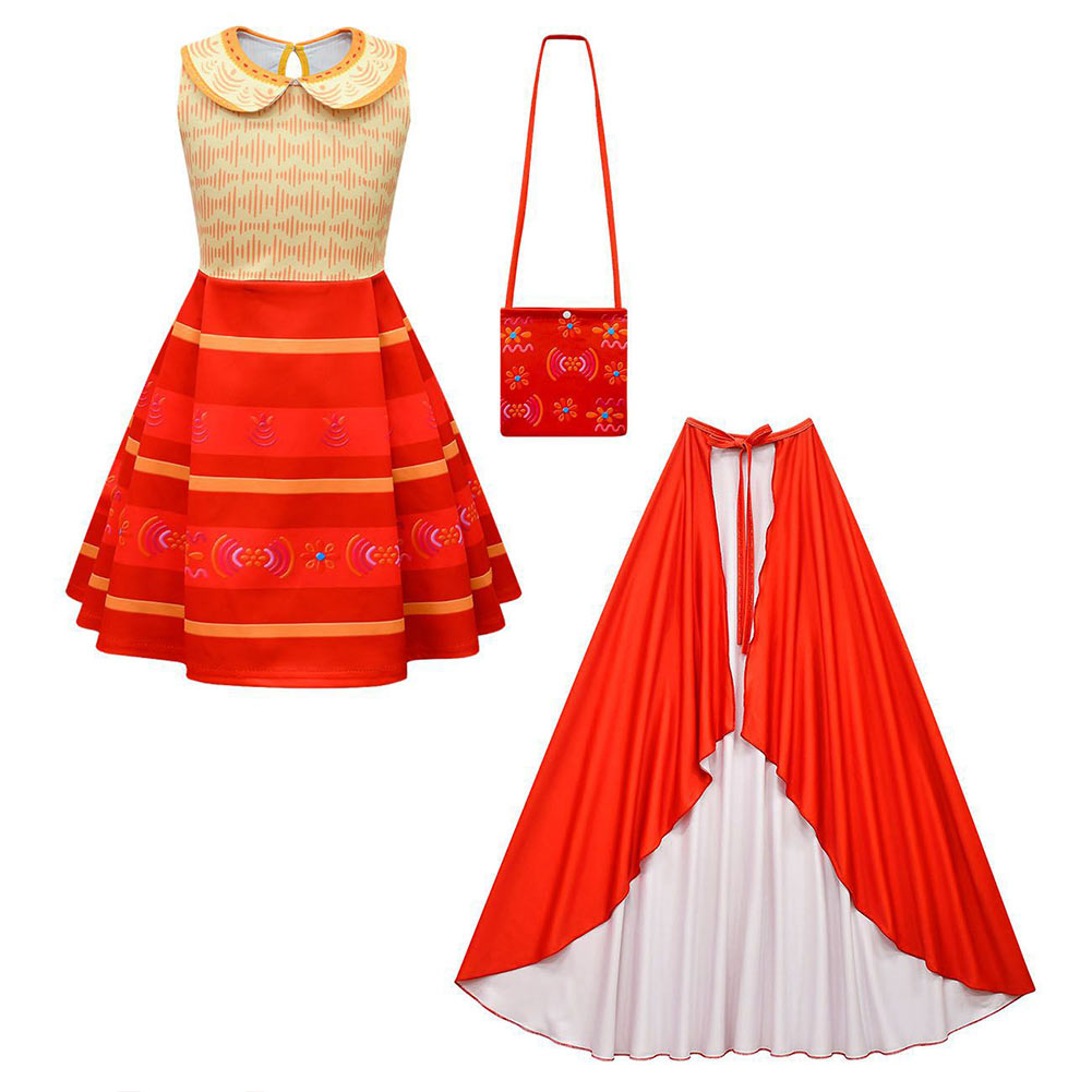 Kids Girls Encanto  Dolors Dress Cloak Bag Cosplay Costume Outfits Halloween Carnival Suit