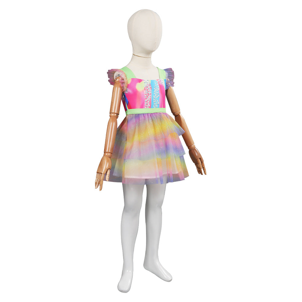Barbie Margot Robbie Kids Children Print Dress Cosplay Costume Halloween Carnival Suit