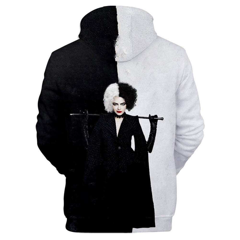 Cruella Cosplay Hoodie 3D Print Adult Sweatshirt Casual Streetwear Pullover