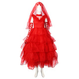 Beetlejuice Lydia Cosplay Costume Red Wedding Dress Outfits Halloween Carnival Suit