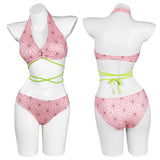 Demon Slayer Kamado Nezuko Swimsuit Cosplay Costume Two-Piece Swimwear Outfits Halloween Carnival Suit