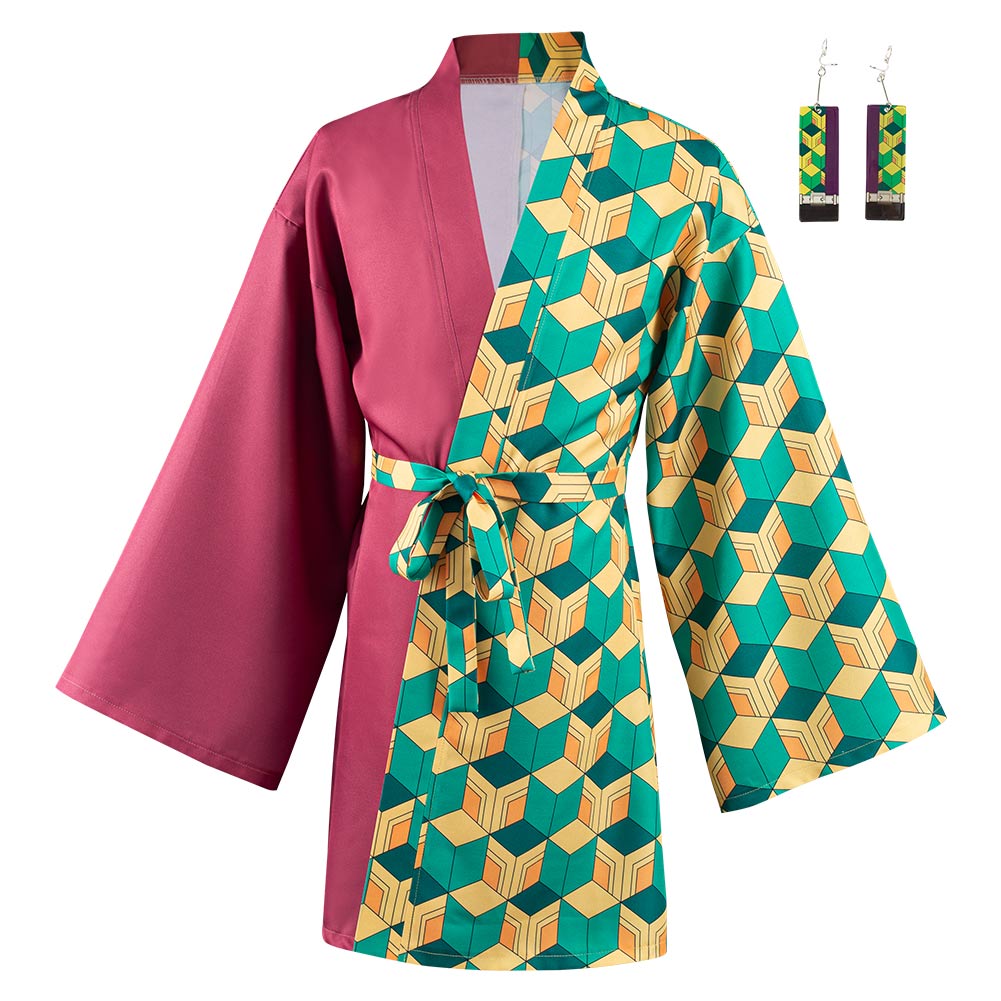 KNY Tomioka Giyuu Cosplay For Adult Male Costumes Halloween Carnival Suit With Earrings Belt