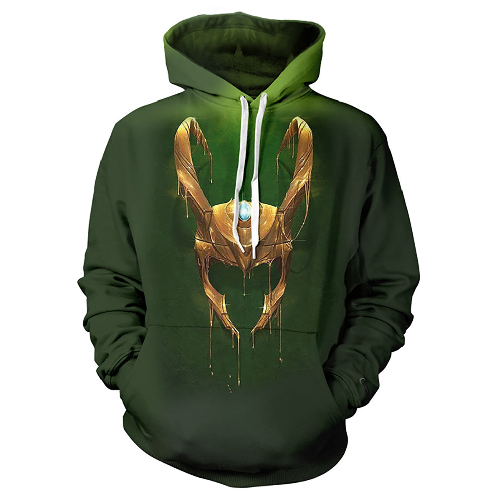 Loki Mask 3D Printed Cosplay Hoodie Adult Sweatshirt Casual Streetwear Pullover