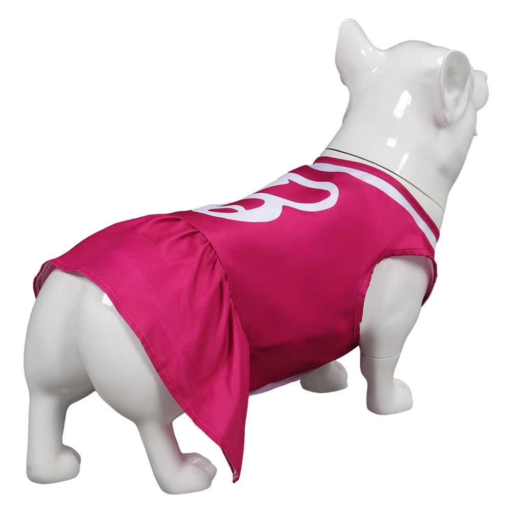 Barbie 2023 Pet Dog Rose Red Print Dress Cosplay Costume Halloween Carnival Suit