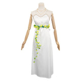 Final Fantasy VII Aerith Gainsborough White Gown Dress Cosplay Costume Outfits Halloween Carnival Suit