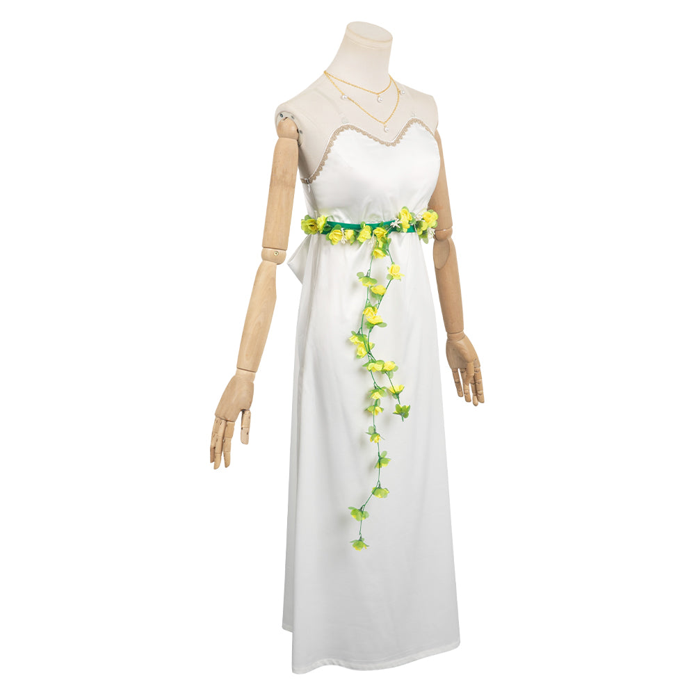 Final Fantasy VII Aerith Gainsborough White Gown Dress Cosplay Costume Outfits Halloween Carnival Suit