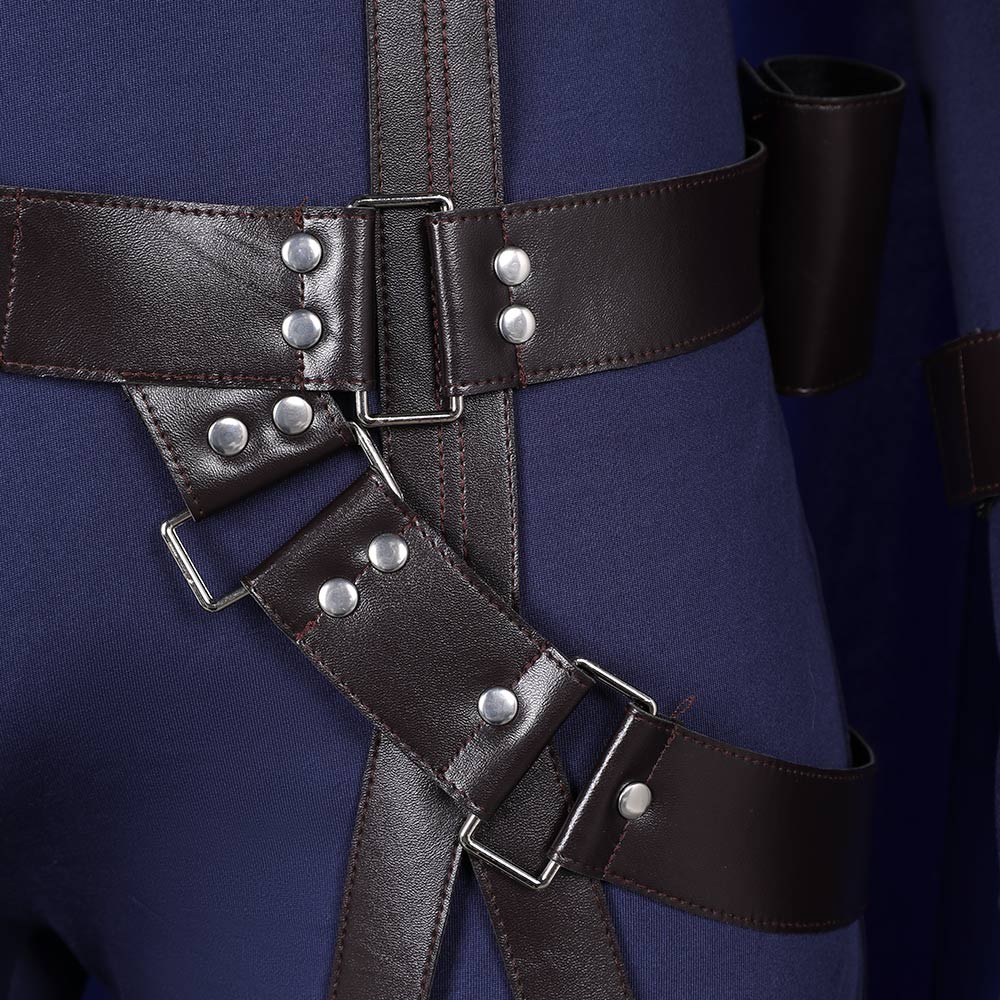 Final Fantasy VII Rebirth Cloud Strife Blue and Black Combat Suit Set Cosplay Costume Outfits Halloween Carnival Suit
