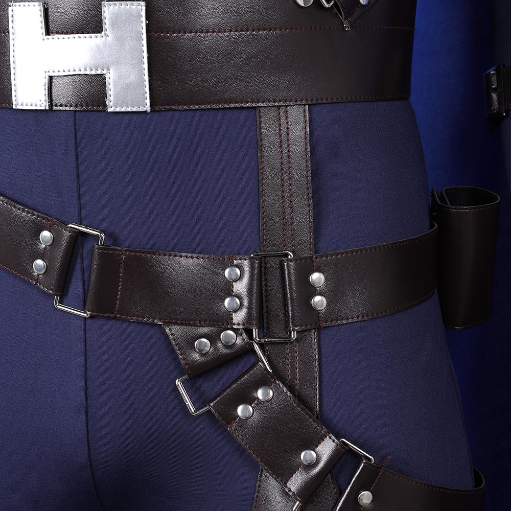 Final Fantasy VII Rebirth Cloud Strife Blue and Black Combat Suit Set Cosplay Costume Outfits Halloween Carnival Suit