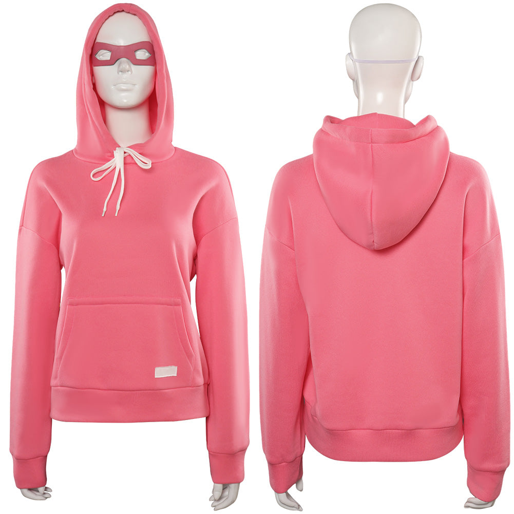 Invincible Atom Eve Cosplay Costume Pink Sweater Eye Mask Outfits Halloween Carnival Suit