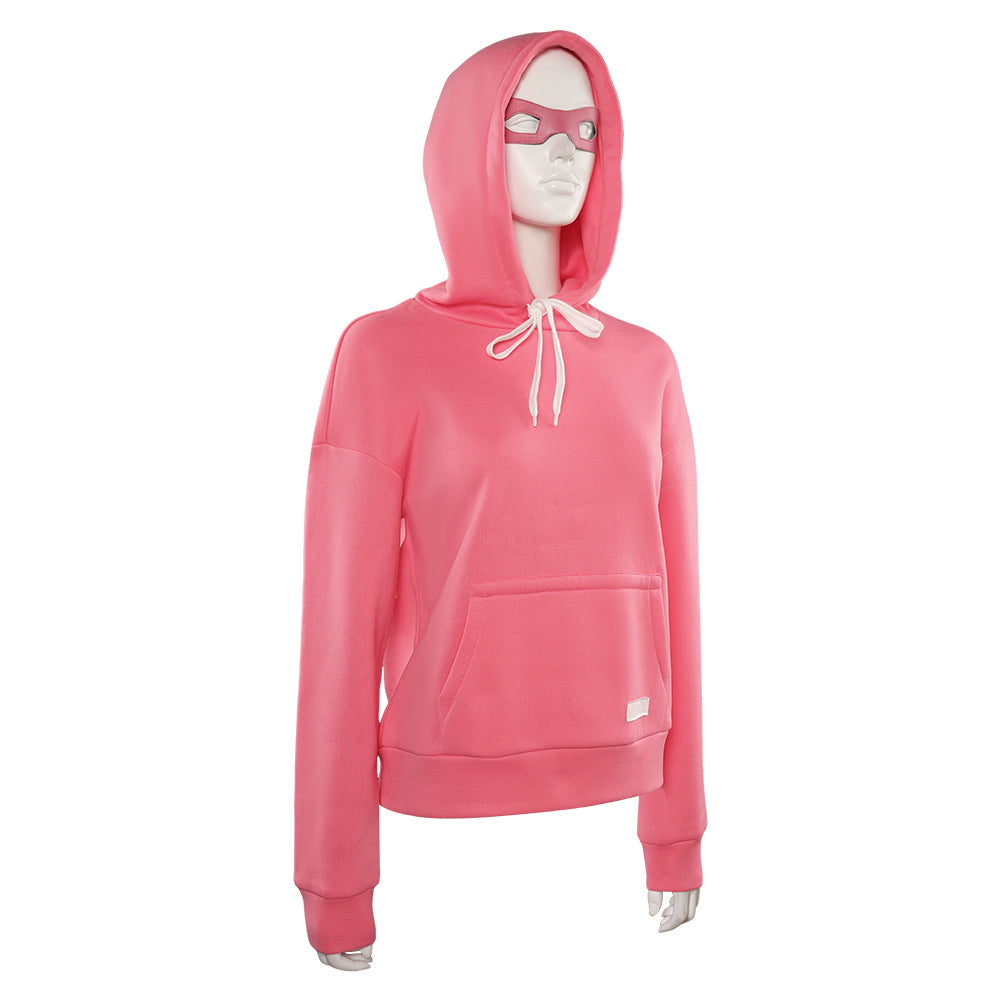 Invincible Atom Eve Cosplay Costume Pink Sweater Eye Mask Outfits Halloween Carnival Suit