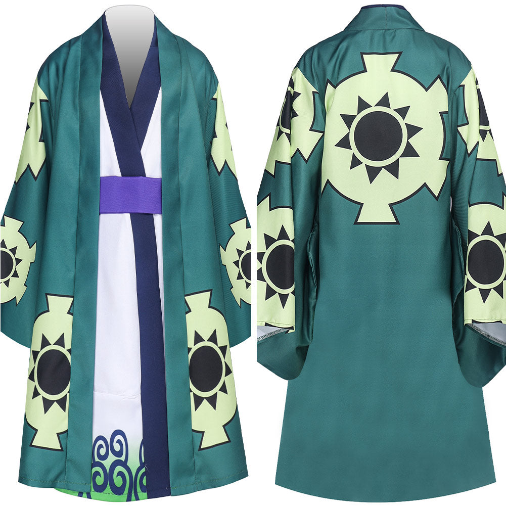 One Piece Roronoa Zoro Wano Country Arc Kimono Kids Children Cosplay Costume Outfits Halloween Carnival Suit