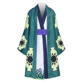 One Piece Roronoa Zoro Wano Country Arc Kimono Kids Children Cosplay Costume Outfits Halloween Carnival Suit