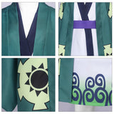 One Piece Roronoa Zoro Wano Country Arc Kimono Kids Children Cosplay Costume Outfits Halloween Carnival Suit