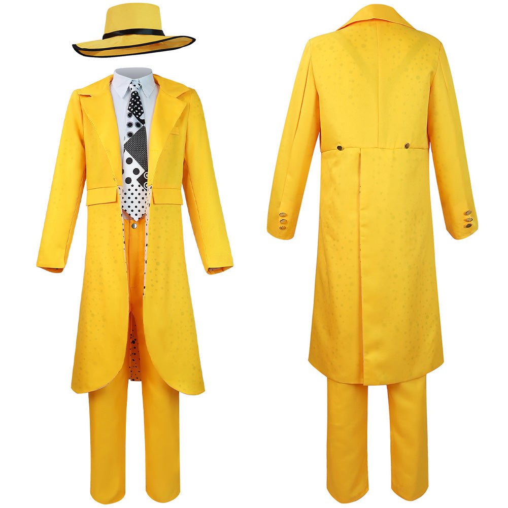 The Mask Stanley Ipkiss Jim Carrey Movie Character Yellow Suit Cosplay Costume