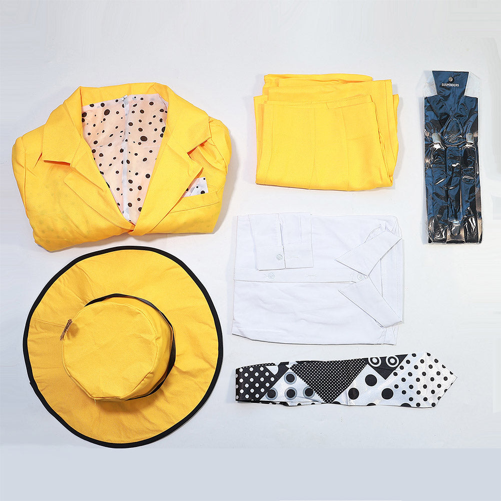 The Mask Stanley Ipkiss Jim Carrey Movie Character Yellow Suit Cosplay Costume