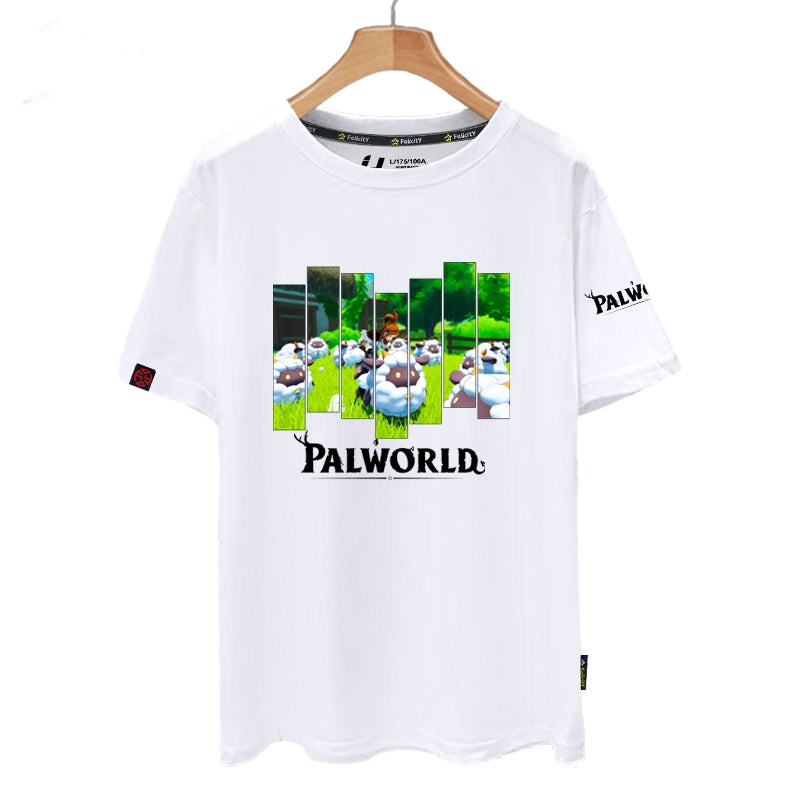 Palworld Original 3D Printed Black White T-shirt Game Cosplay Costume