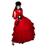 Beetlejuice Lydia Cosplay Costume Red Wedding Dress Outfits Halloween Carnival Suit