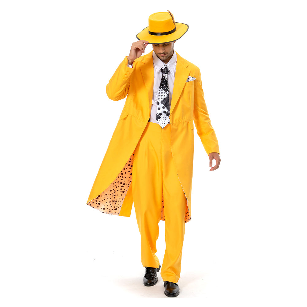 The Mask Jim Carrey Yellow Suit Cosplay Costume Men Uniform Outfit Hal ...