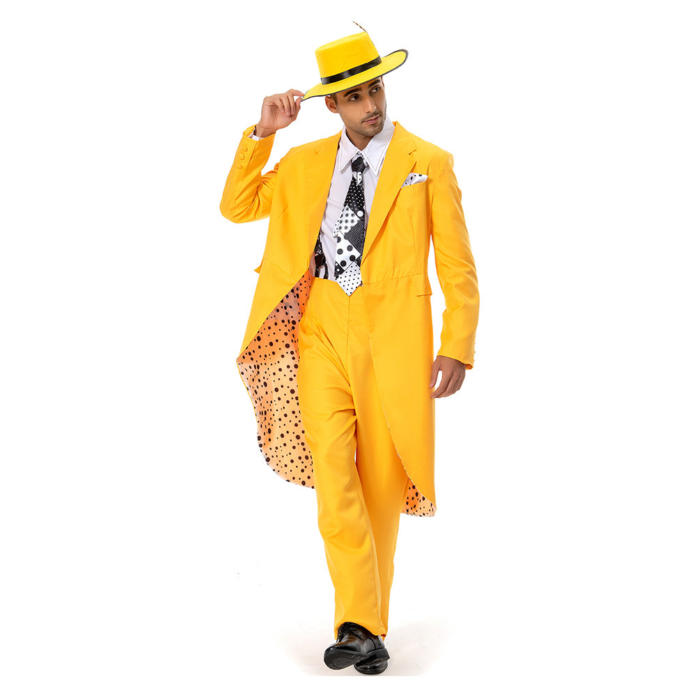 The Mask Jim Carrey Yellow Suit Cosplay Costume Men Uniform Outfit Hal ...