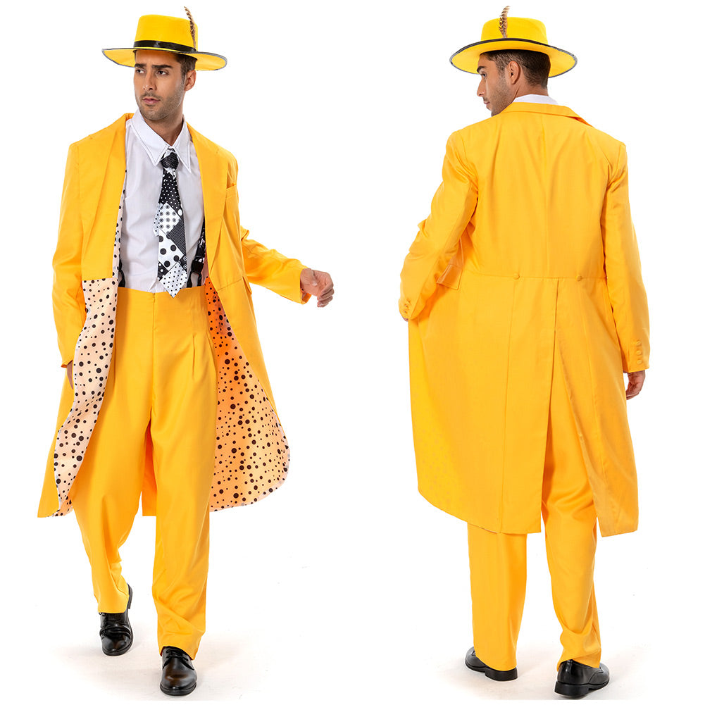 The Mask Jim Carrey Yellow Suit Cosplay Costume Men Uniform Outfit Hal ...