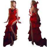 Final Fantasy VII Remake Aerith Gainsborough Red Gown Dress Cosplay Costume Outfits