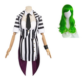 Beetle Juice Black and White Striped Suit Cosplay Costume Outfits